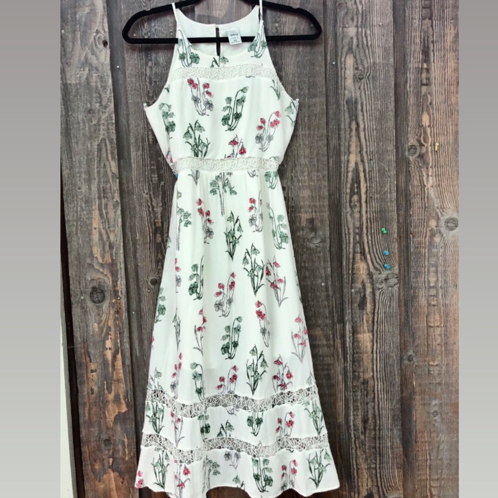 Adorable Cream Floral Disney Halter Dress